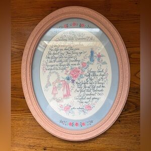 Vintage Home Interiors "Walking With Grandma" Pink Oval  Art